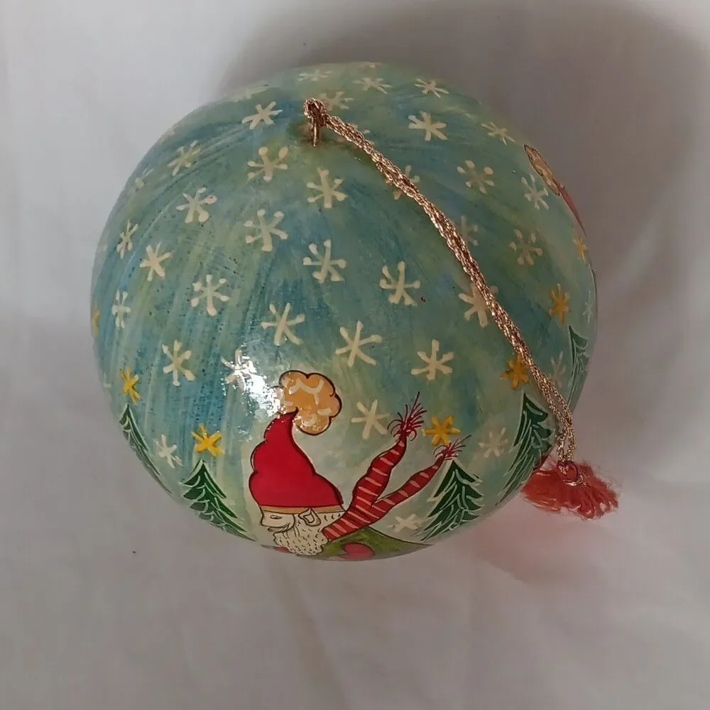 Traditional Hand Painted Ornaments From India Large 4in Christmas Tree Gnome
